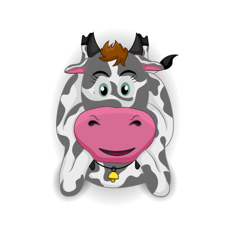 cartoon cute cow relaxing and prone poseのイラスト素材