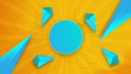 Set of colorful blue lite gradient triangle on orange background. Classic backgroundのイラスト素材