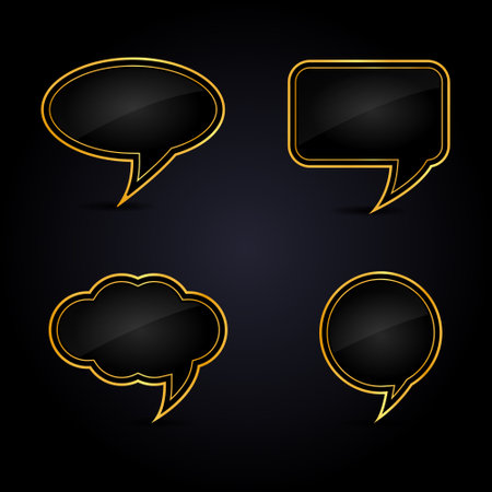 Set template of different empty gold speech bubblesのイラスト素材