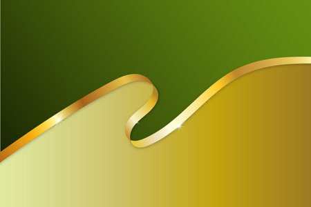green luxury background with gold ribbon. Abstract green gradient vector bannerのイラスト素材