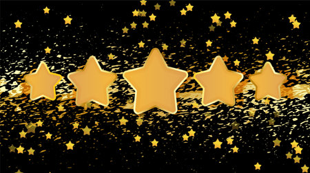 Star icon. Vector yellow with space background. Customer feedback concept. Vector 5 stars rating review.のイラスト素材