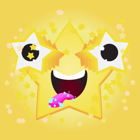 <p>Happy Star Cartoon character big smiling with big star eye</p>のイラスト素材