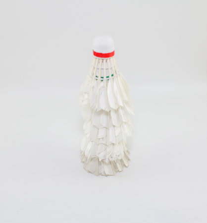 used shuttlecock Isolated on a White backgroundの写真素材