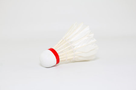 used shuttlecock Isolated on a White backgroundの写真素材