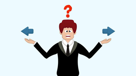 Business man is confused choice between two options. Business concept.のイラスト素材