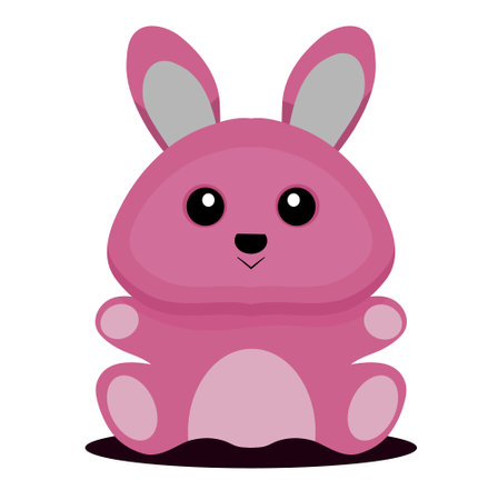 Happy pink bunny or rabbit animal. Isolated on white background.のイラスト素材