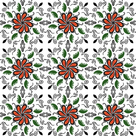 seamless pattern flower hand drawn flowers. seamless pattern of floral decor.のイラスト素材