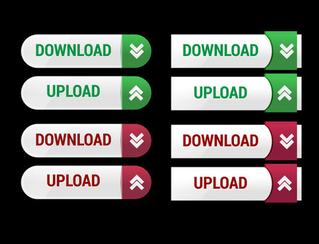 set collection of red green download buttonsのイラスト素材