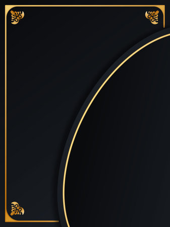 minimalist black background with gold decorationsのイラスト素材