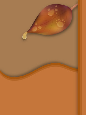 nature background with leaves and water drops, background with earthtone colorsのイラスト素材