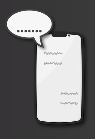 illustrations a smartphone with a bubble text vectorのイラスト素材