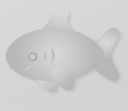 Cute Minimalist Grey Shark Illustrationのイラスト素材