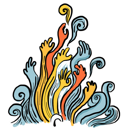 Hand up colorfulのイラスト素材