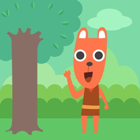 Raccoon in forestのイラスト素材