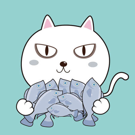 Cat love fishのイラスト素材