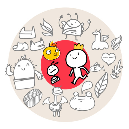 Doodle red circleのイラスト素材