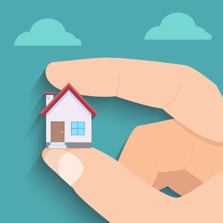 Mini house in fingerのイラスト素材