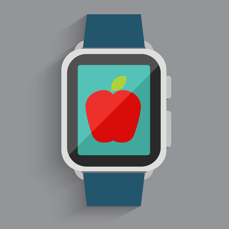 Apple in digital watchのイラスト素材