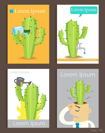 Set of Brochure Design cactus and water Templates.のイラスト素材
