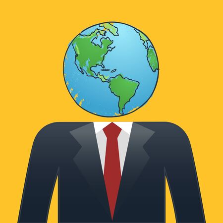 Businessman with earth map headのイラスト素材