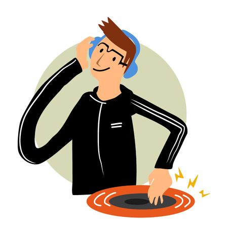 DJ playing musicのイラスト素材