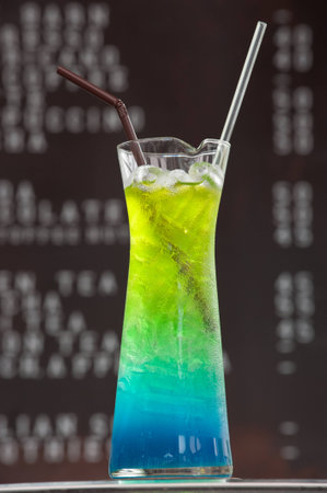 Glass of Rainbow mix juiceの写真素材
