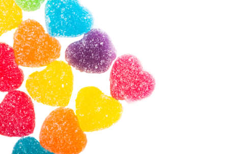 Heart jelly on plate isolated on white backgroundの写真素材