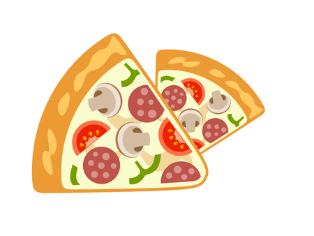 Vector pizza mushrooms on White backgroundのイラスト素材