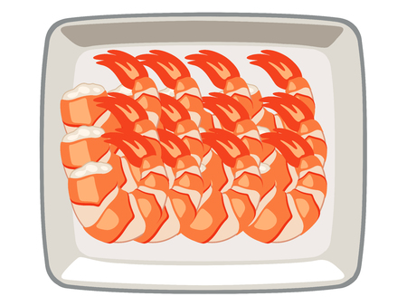 Vector Shrimp in Plate on White Backgroundのイラスト素材