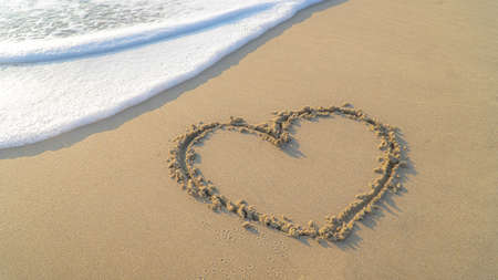 Heart shape on the beach.Valentine's Day.の写真素材