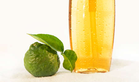 Kaffir Lime and shampoo product for Maintain shiny hair, cure hair loss symptomsの写真素材