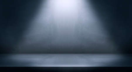 Black and blue abstract cement wall and studio room, Spot Lighting, and interior texture for display products. wall backgroundの写真素材