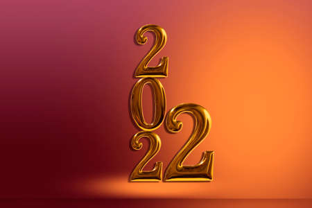 Numbers 2022 gold luxury , Copy space background, for starting a new business, partying and celebrating the new yearの写真素材