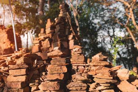 stacked stones in forest Zen Beliefs in Asiaの写真素材