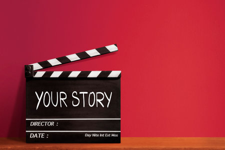 Your Story. text title on film slate or clapperboard for filmmaker and film industry.の写真素材