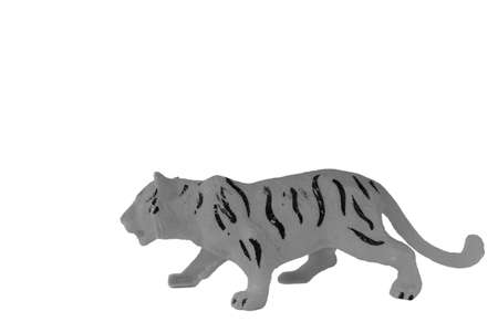 plastic toy animal collection on white backgroundの写真素材