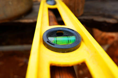 close up of Water level meter tool for constructionの写真素材