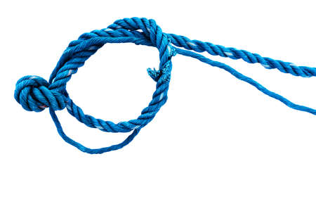 Broken rope is isolated on white backgroundの写真素材