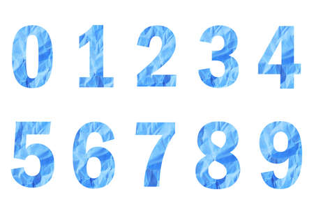 cut paper is numbers 0-9 isolated on white background