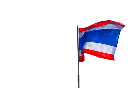 Thailand flag is blow on white background.