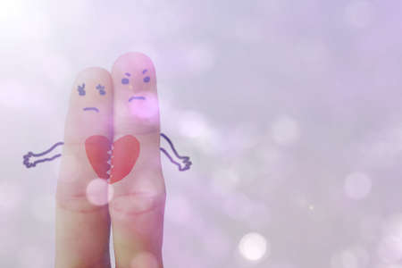 lover finger show gesture that heartbroken in feeling that sad on bokeh backgroundの写真素材