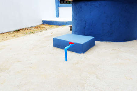 Cement bases and water pipes for wait installation Water pump is side deep wellの写真素材