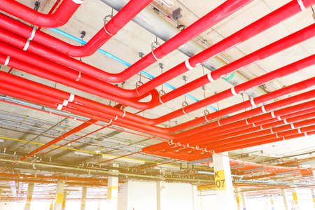 System of water pipes and control valves of The water system in the department store.For use inside...
