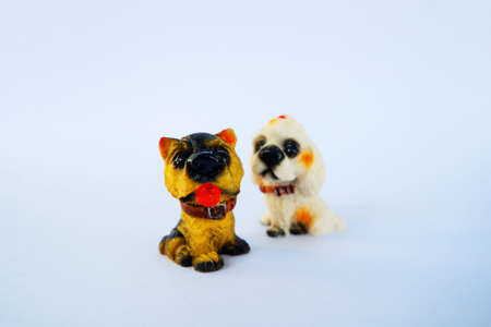 plastic toy animal collection on white backgroundの写真素材