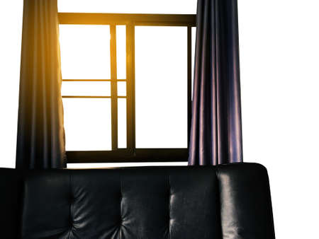 look at window in room with sunshine for relax happy and has soft sofa isolated on white backgroundの写真素材