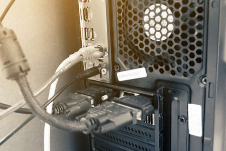 equipment at back of cpu case sush as lan wire,cable wire