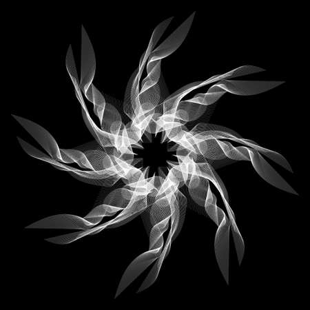white flower lines pattern with blend design isolated on black background in vectorのイラスト素材