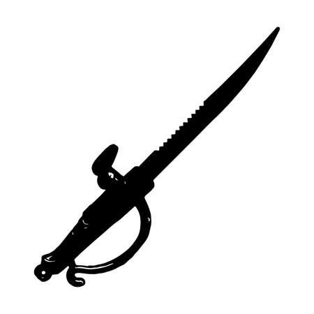 Ancient knife clip art with silhouette design by vector on white backgroundのイラスト素材