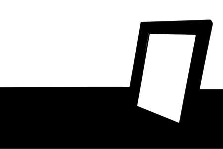 photo frame on table in silhouette design by vectorのイラスト素材