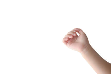children boy's hand in asian on white backgroundの写真素材